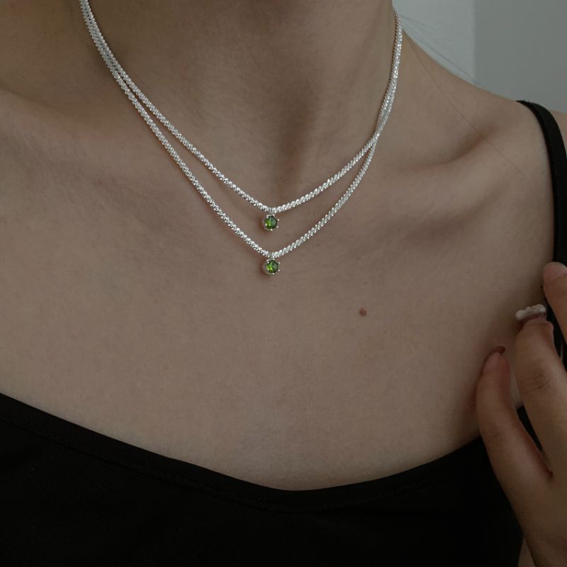 Dây chuyền hoa tuyết đá xanh nhân tạo. Cam kết 100% bạc s925