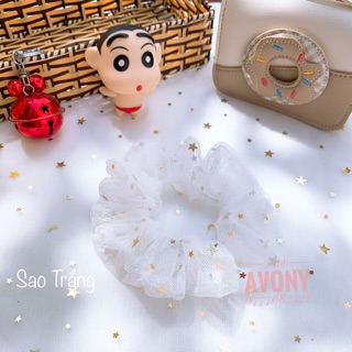 Scrunchies vải đính sao lấp lánh