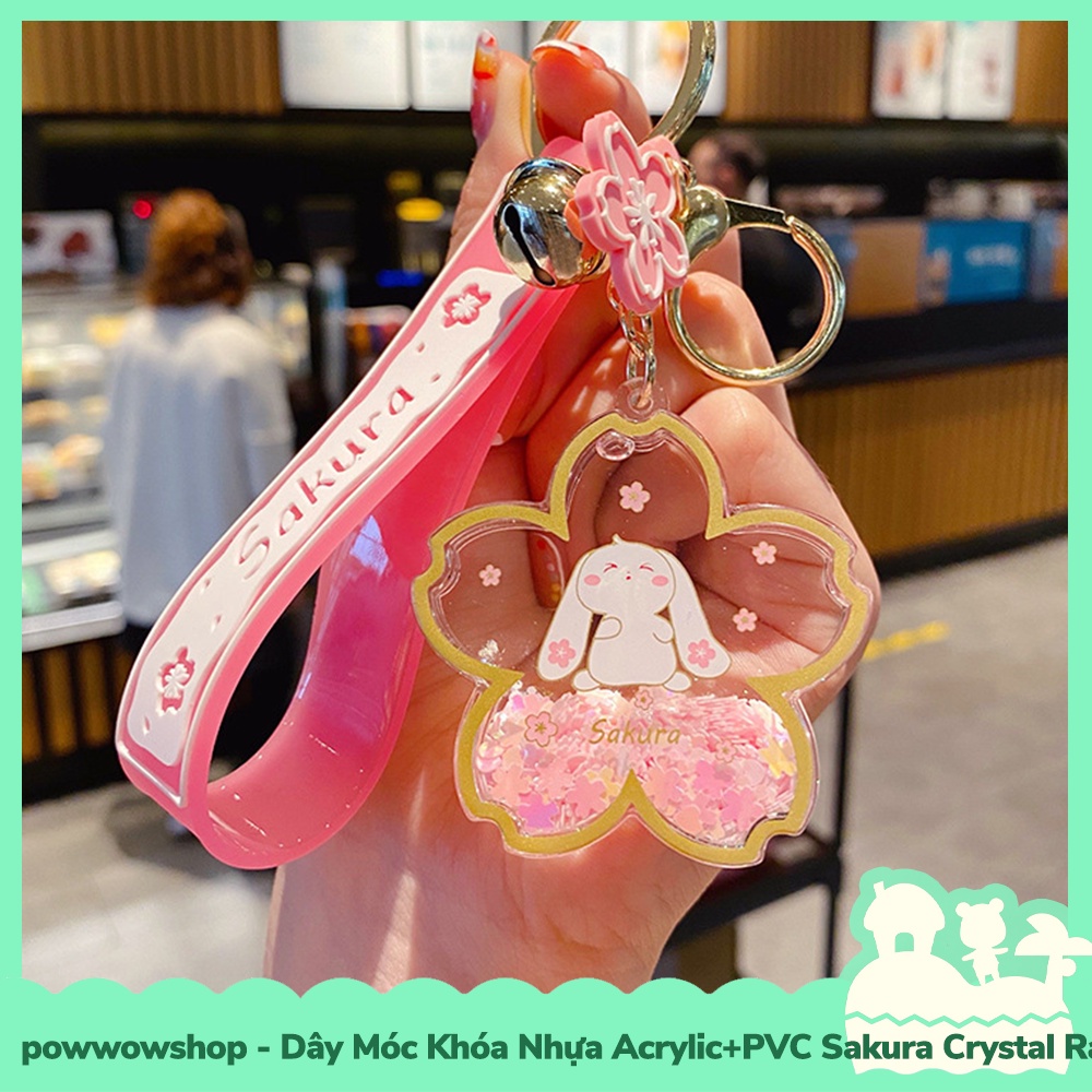 [Sẵn VN - Hỏa Tốc] Dây Móc Khóa Nhựa Acrylic Trong Suốt Mẫu Sakura Crystal Rabbit Moon