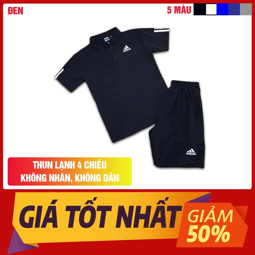 Bộ thun lạnh chất đẹp màu đen, thấm mồ hôi tốt, thoải mái khi chơi thể thao