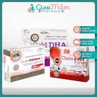 Combo Canxi Chela-Calcium D3 + Sắt Chela-Ferr Forte + Gold DHA bổ sung đầy đủ dưỡng chất cho bà bầu