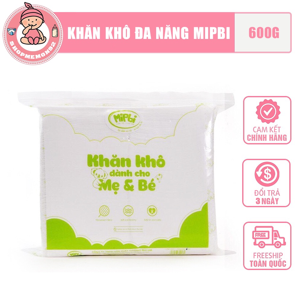 MIPBI - Khăn khô đa năng dành cho mẹ và bé Mipbi 600g (560-580 tờ) - HÀNG CHÍNH HÃNG