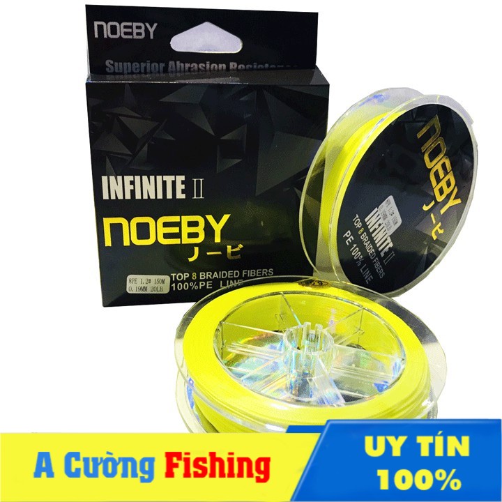 Dây dù câu cá PE Noeby Infinite II màu vàng 150m, siêu mịn công nghệ Nhật Bản, Dây PE chìm lửng câu cá lóc,cá chẽm...