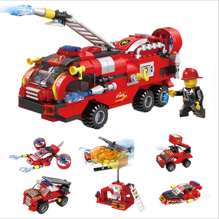 Đồ chơi lắp ráp Lego - Xe cứu hỏa - Fire Rescue - 6 IN 1 -  Kích thích sáng tạo cho bé - Trò chơi Xếp hình mô hình