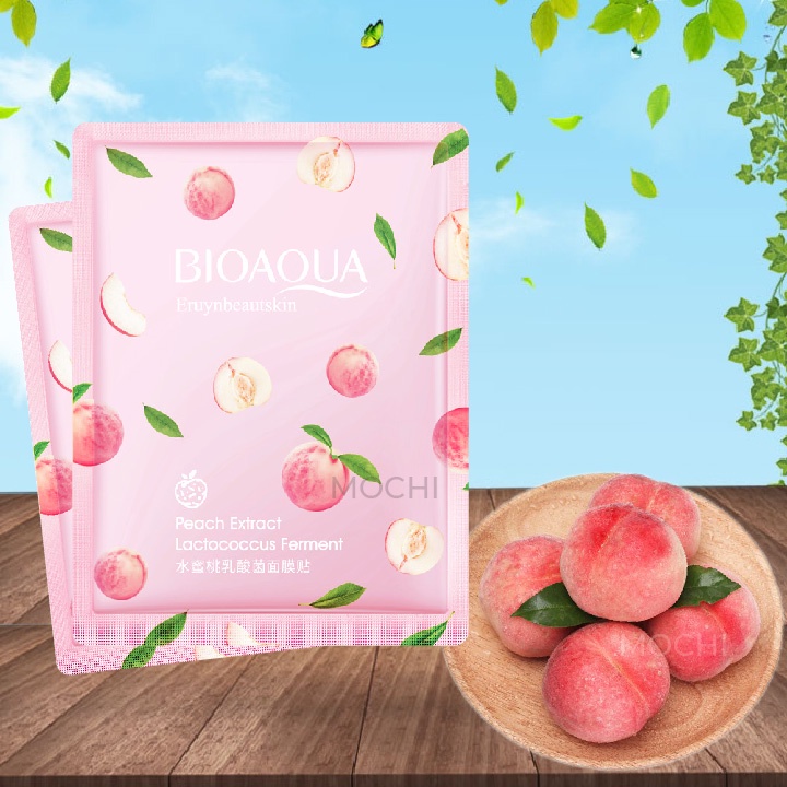 Mặt Nạ Quả Đào Dưỡng Trắng Da l Cấp Ẩm Da Khô l Ngừa Mụn Mask Giấy Đắp Mặt Peach Bioaqua Nội Địa Trung MOCHI SHOP