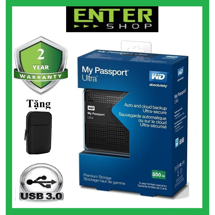 [Mã ELMS4 giảm 7% đơn 500K] Ổ cứng di động 1Tb đến 320Gb WD My Passport Ultra Usb 3.0 Tặng túi chống sốc