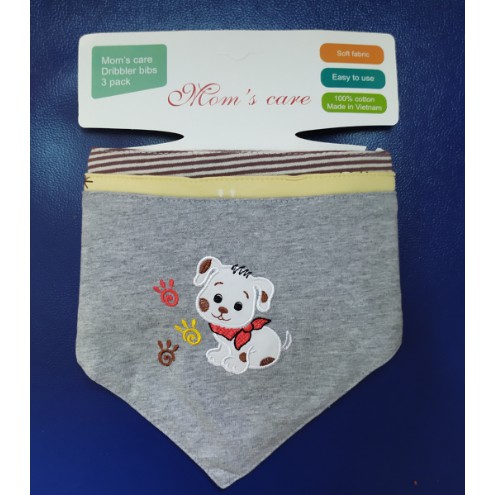 Set 3 Yếm tam giác Mom's Care  VIỆT NAM 2 lớp COTTON dày dặn, có cúc bấm tiện lợi cho bé [Mac Trắng]