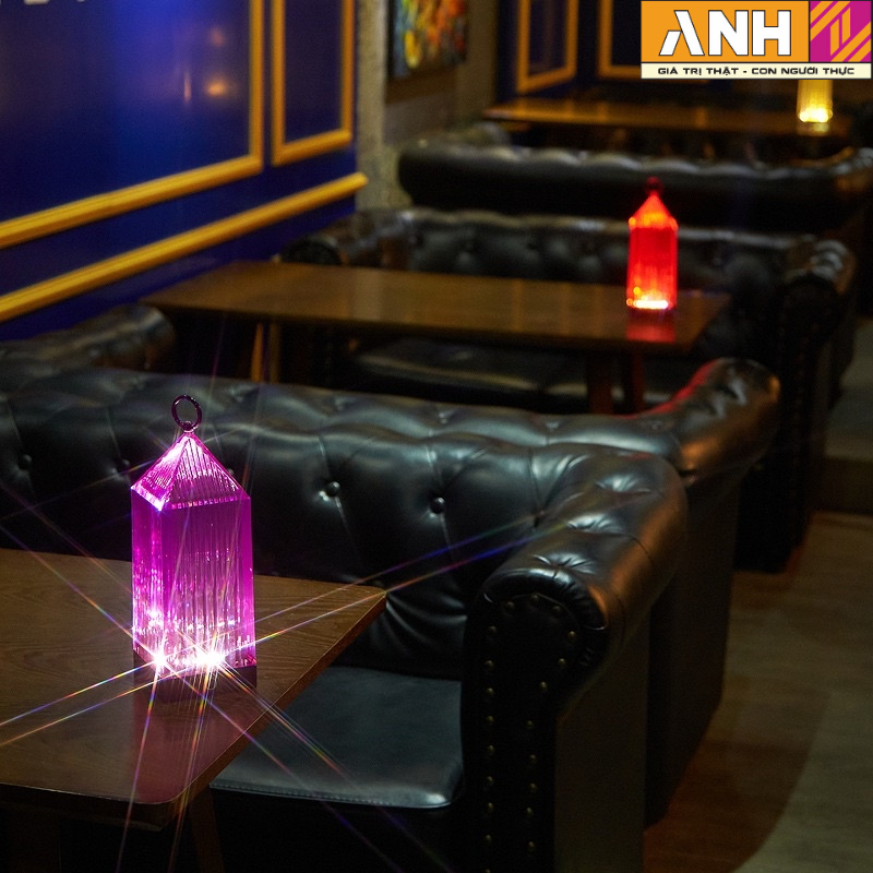 Đèn trang trí pha Lê sân vườn để bàn quán Cafe. đèn ngủ có móc treo tiện lợi 16 mầu điều khiển RPG