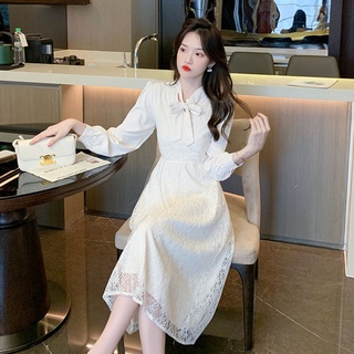 Đầm Dài Tay Phối Ren Xinh Xắn Thời Trang Dành Cho Nữ