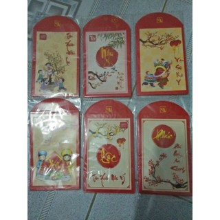 Sỉ 100 bịch bao lì xì tết giấy loại nhỏ (1 bịch 6 cái)