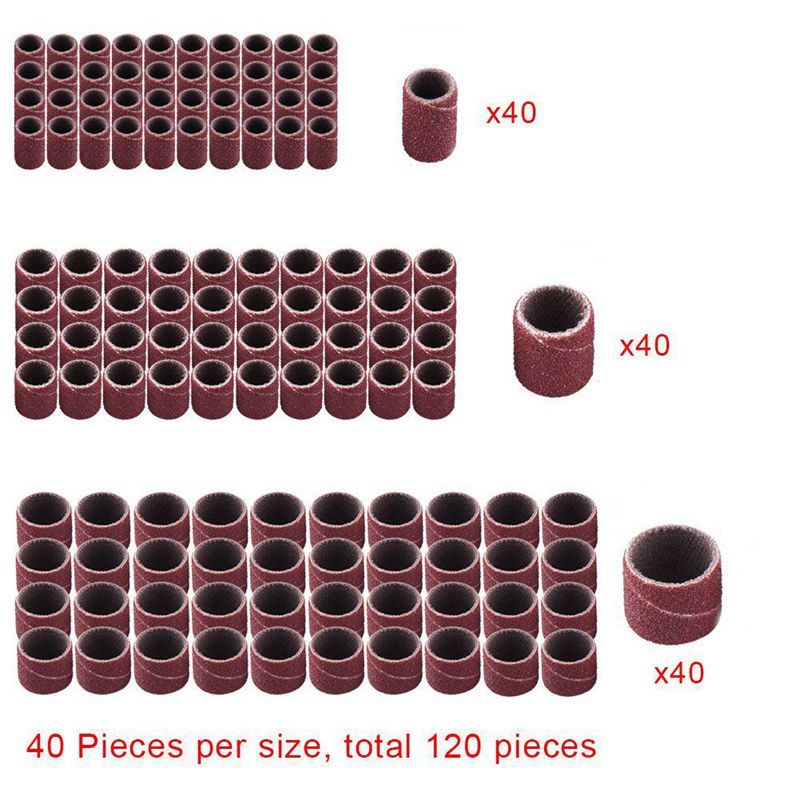 Bộ 132 cuộn giấy nhám với hộp đựng gồm 120 chiếc ống nhám và 12 mũi mài cho dụng cụ xoay chất lượng cao