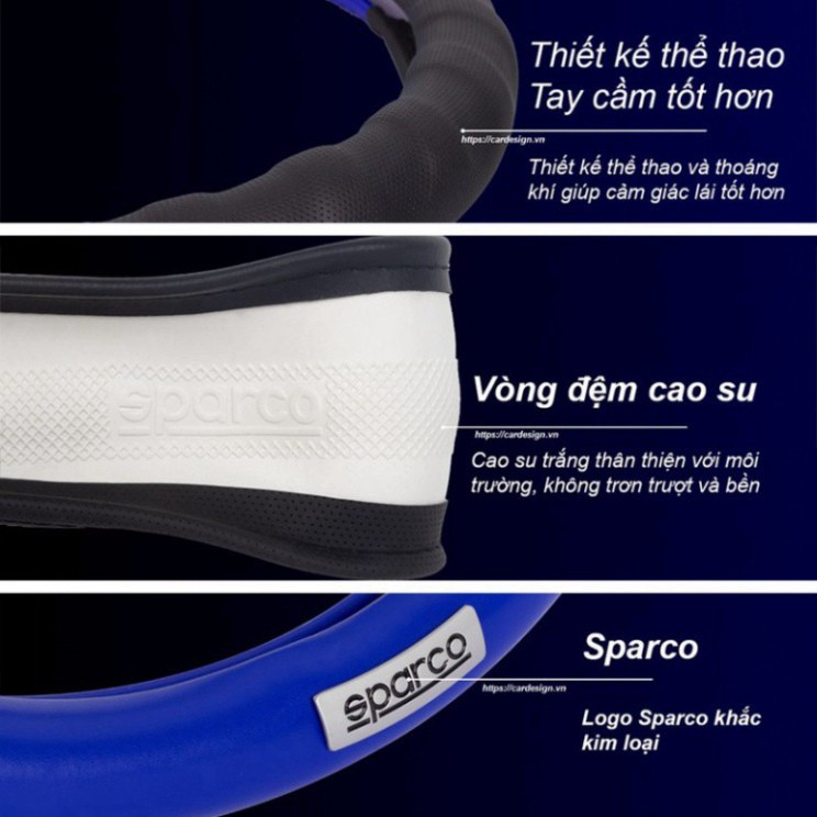 Bọc vô lăng sparco chính hãng mã 113, bọc vô lăng ô tô cao cấp hãng italia - Full mẫu và màu sắc size 38cm