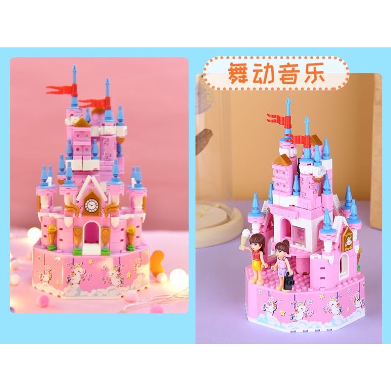 Hộp nhạc creative music box - đồ chơi xếp hình lắp ráp Lâu đài- đồ chơi âm nhạc cho bé - quà sinh nhật mini