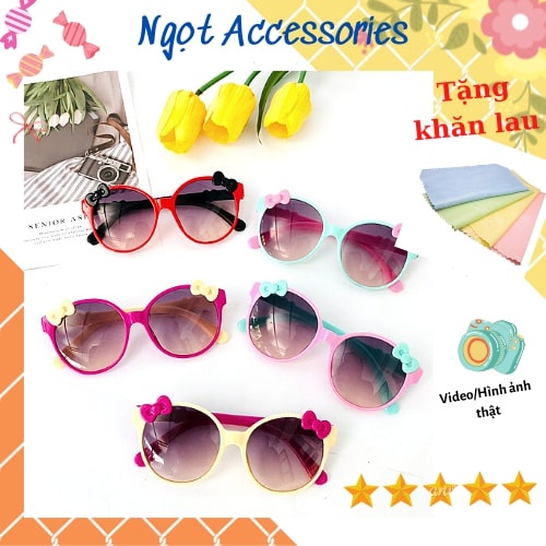 Kính Râm Mát Cho Bé Gái Trẻ Em Nữ Họa Tiết Nơ Thời Trang Đáng Yêu Ngọt Accessories Chống Tia UV Bảo Vệ Mắt