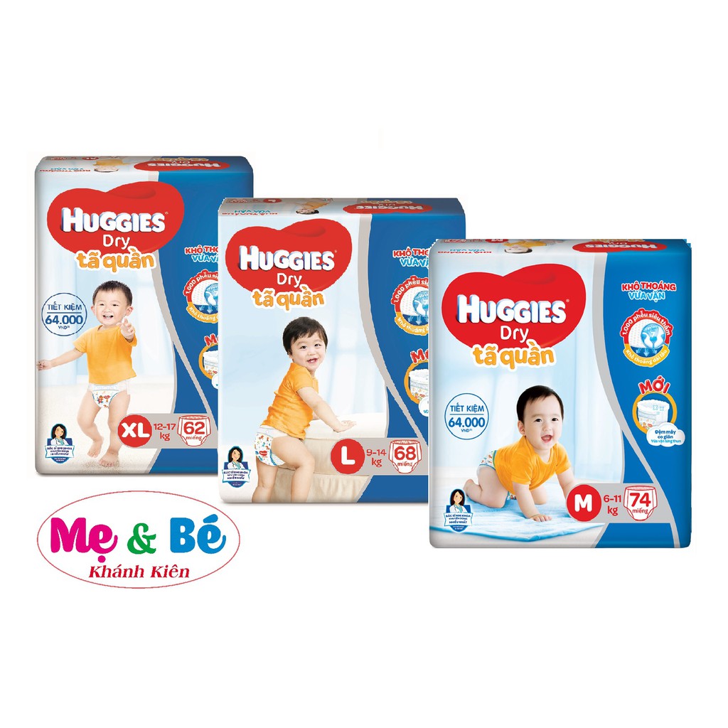 Tã Quần Huggies M74/L68/Xl62/XXl56 Mẫu Mới