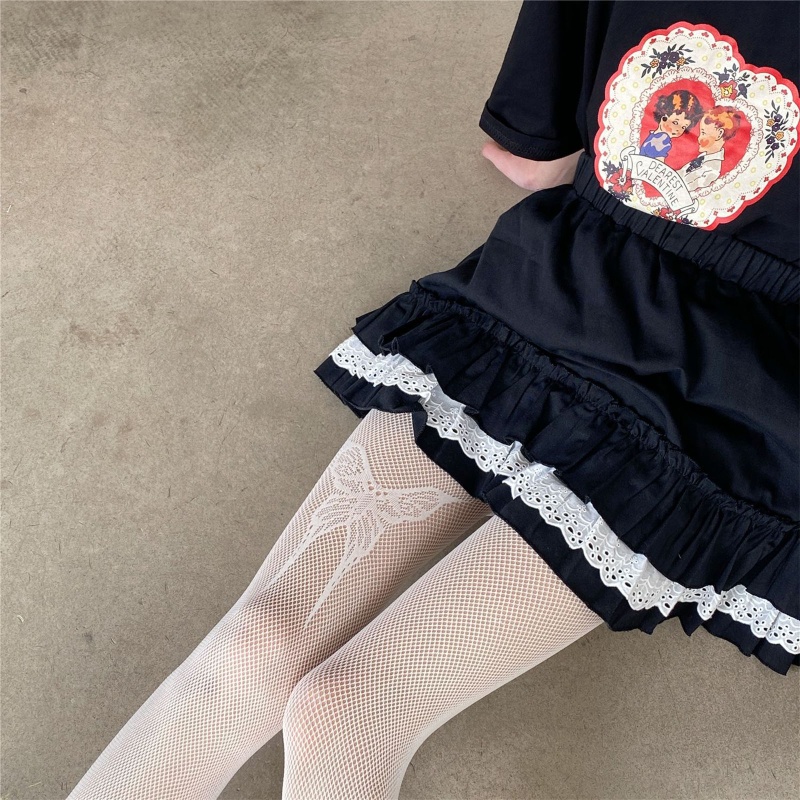 Quần Tất Lưới Họa Tiết Bươm Bướm Phong Cách Lolita Quyến Rũ Cho Nữ