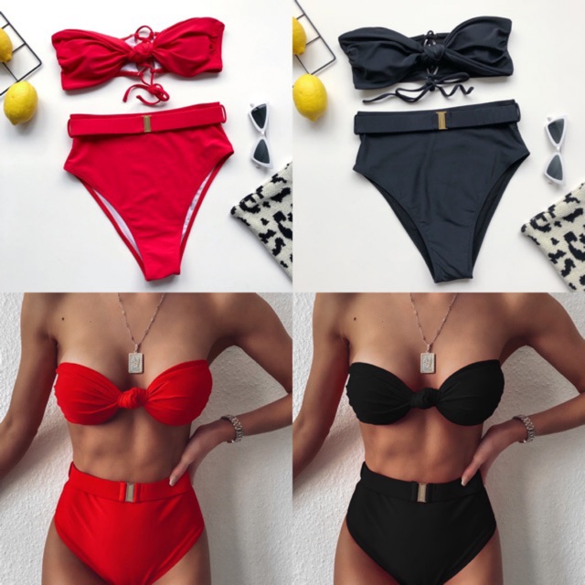 [BKN560] &lt;ÂU&gt; SET BIKINI QUÂY NÚT NGỰC 2 MÀU (CẠP CAO)