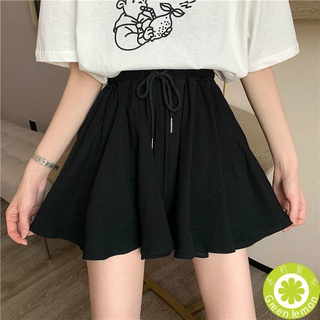 Quần Short Giả Váy Lưng Cao Ống Rộng Màu Đen Thời Trang Cho Nữ