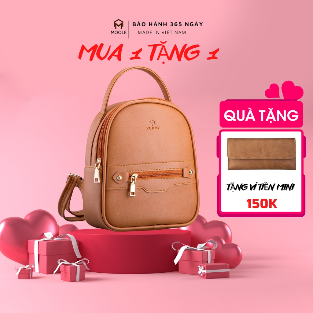 Balo da nữ , balo đi học , du lịch thời trang MOOLE MBA25 , màu Bò nhẹ nhàng