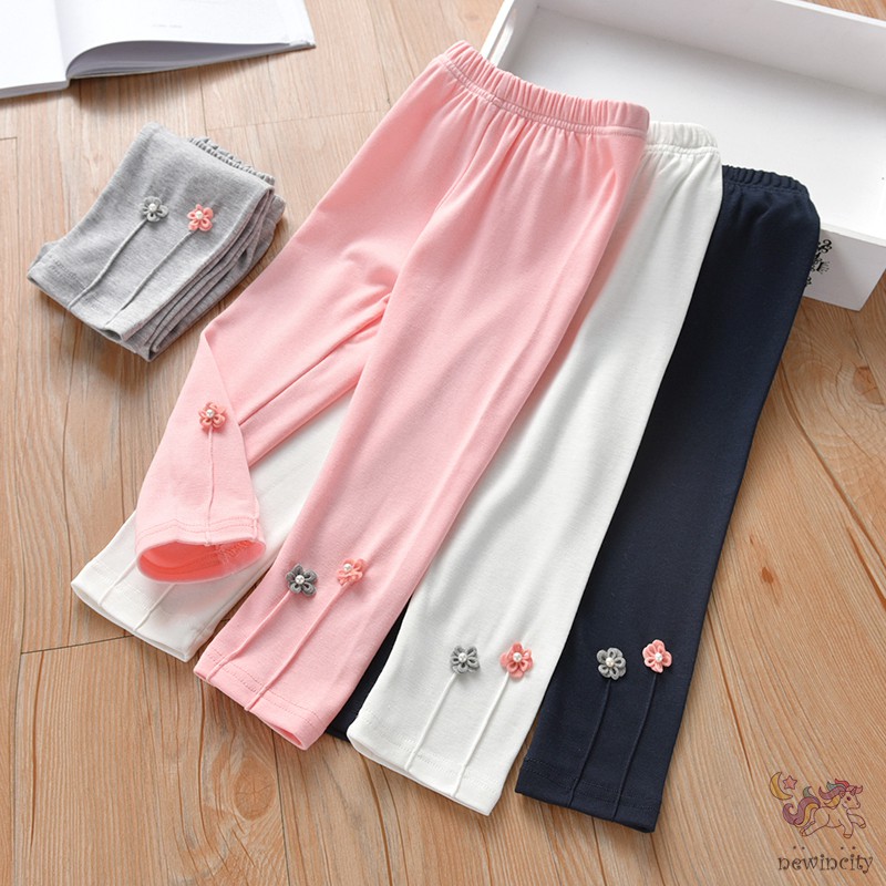 Quần legging thêu hoa phong cách thời trang cho bé gái