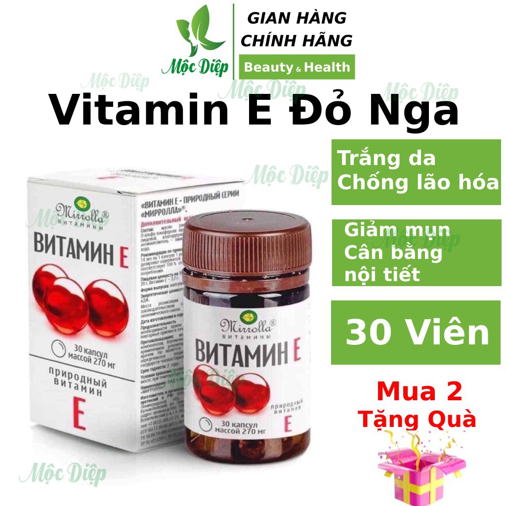 Vitamin e đỏ Nga 270mg 30 viên Chính Hãng hỗ trợ làm đẹp da, chống lão hóa, viên uống trắng da cân bằng nội tiết tố nữ