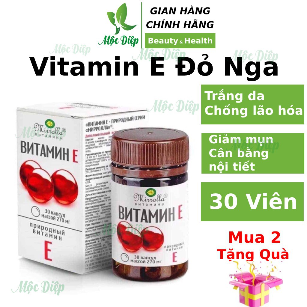 Vitamin e đỏ Nga 270mg 30 viên Chính Hãng hỗ trợ làm đẹp da, chống lão hóa, viên uống trắng da cân bằng nội tiết tố nữ | Thế Giới Skin Care