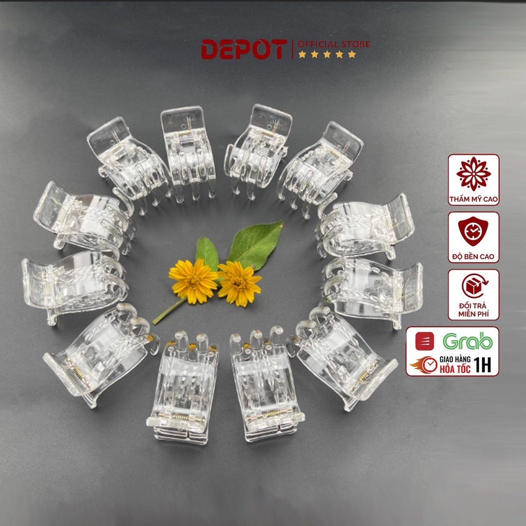 Set 12 kẹp càng cua 3 răng 5 răng DEPOT, kẹp tóc càng cua tạo xoăn nhẹ phong cách Hàn Quốc