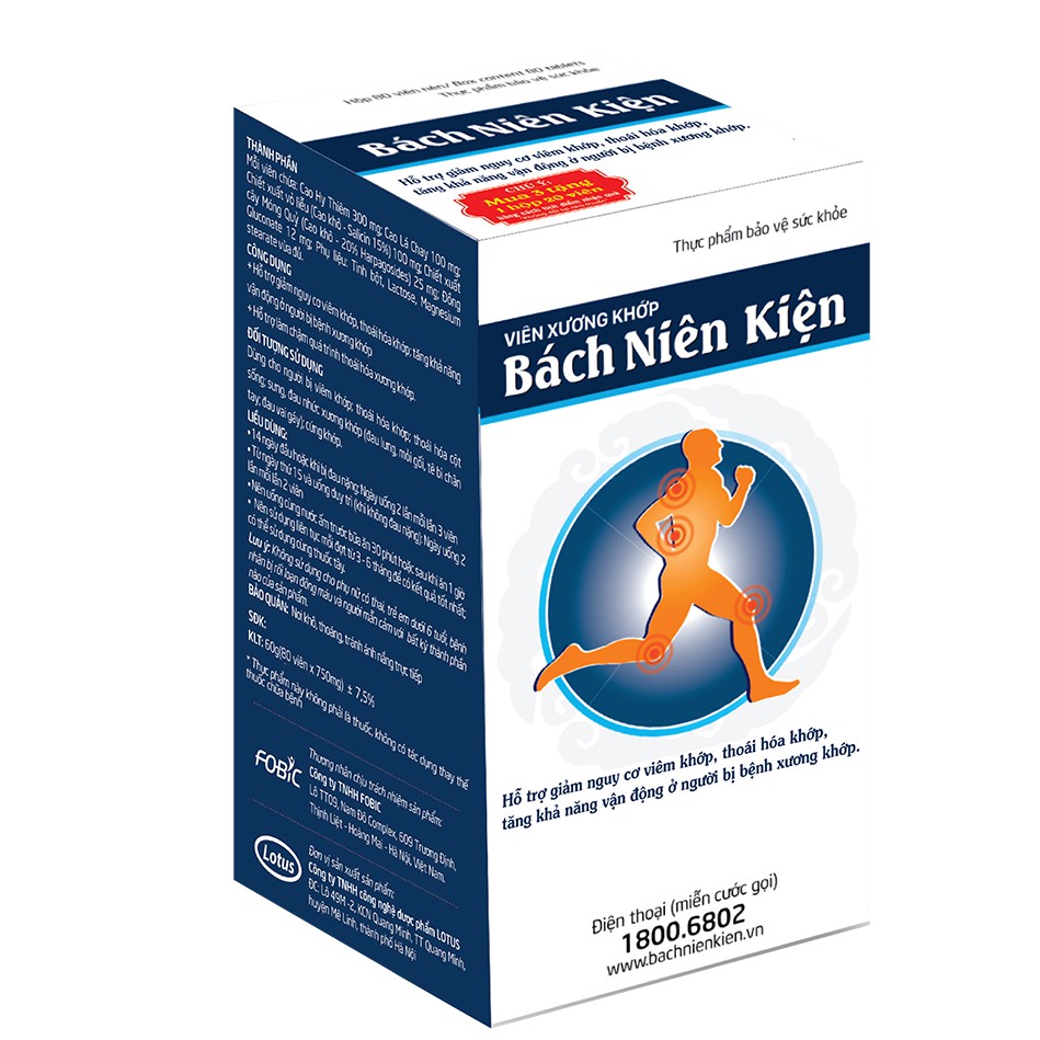 Bách Niên Kiện |Hỗ trợ giảm nguy cơ viêm khớp, thoái hóa khớp, tăng khả năng vận động ở người bị bệnh xương khớp