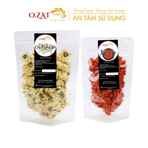 Trà hoa cúc trắng kỉ tử/ kỷ tử loại 1 OZAT FOOD mỗi loại 100g giúp giảm căng thẳng ngủ sâu hơn