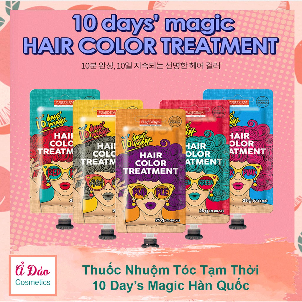 [GIÁ CỰC TỐT, HOT TREND 2020] Thuốc Nhuộm Tóc Tạm Thời Hàn Quốc 10 Day's Magic Purederm Hair Color Treatment 25gr