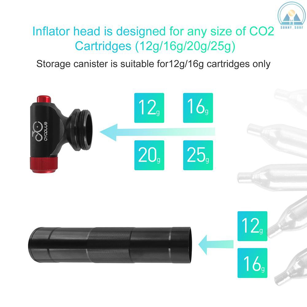 Sunny☀ Bike CO2 Inflator Quick Easy Tire Pump Presta Schrader Valve Compatible Emergency Inflator No Cartridge Included