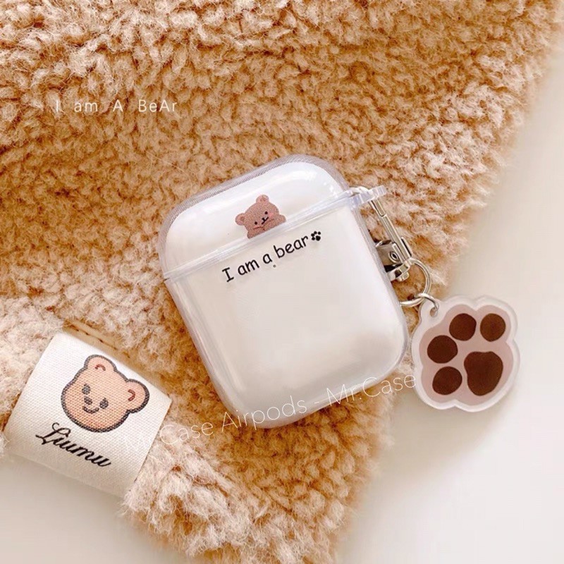 Case Airpods 1/2 Pro Hình Gấu Tim Móc Bàn Chân Xinh