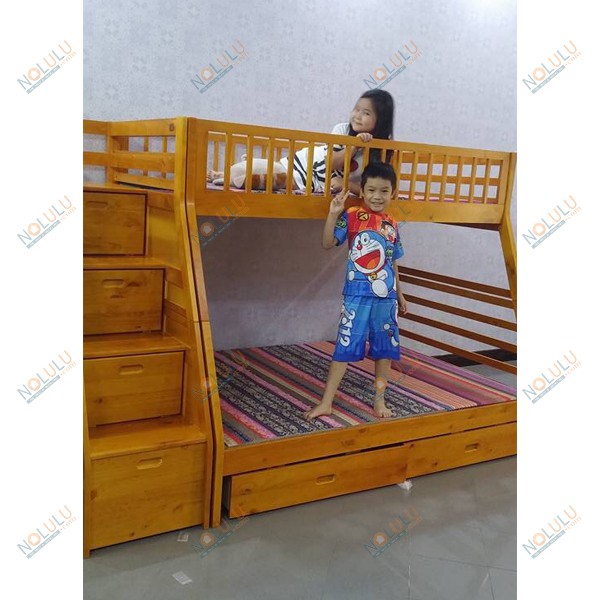Giường 2 Tầng Bella Esprit  Gỗ Tự Nhiên Cao Cấp - Cầu Thang Hộc Đảo Chiều Trái Phải