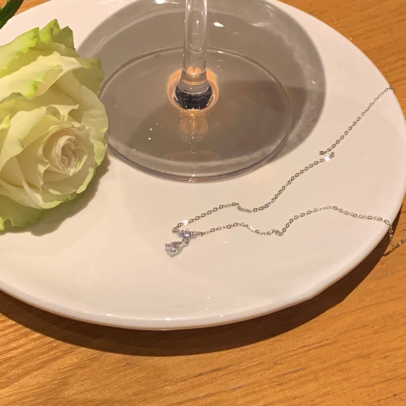 Vòng cổ Mặt Hình Giọt Nước Đính Đá Zircon Phong Cách Hàn Quốc Thanh Lịch Đơn Giản Cho Nữ