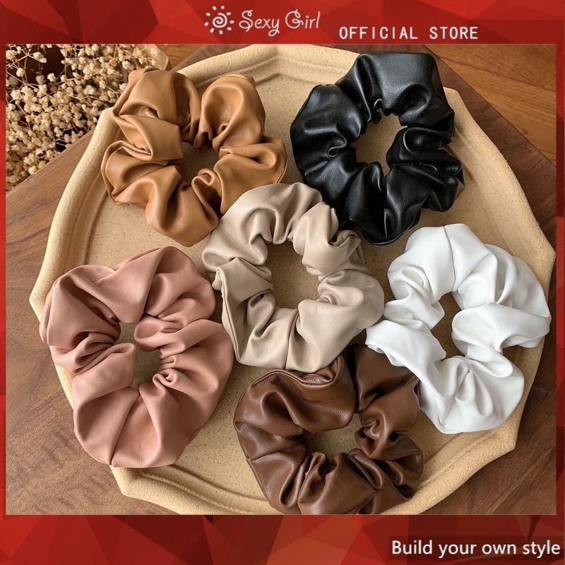 Dây cột tóc da PU co giãn phong cách Hàn Quốc độc đáo cho nữ