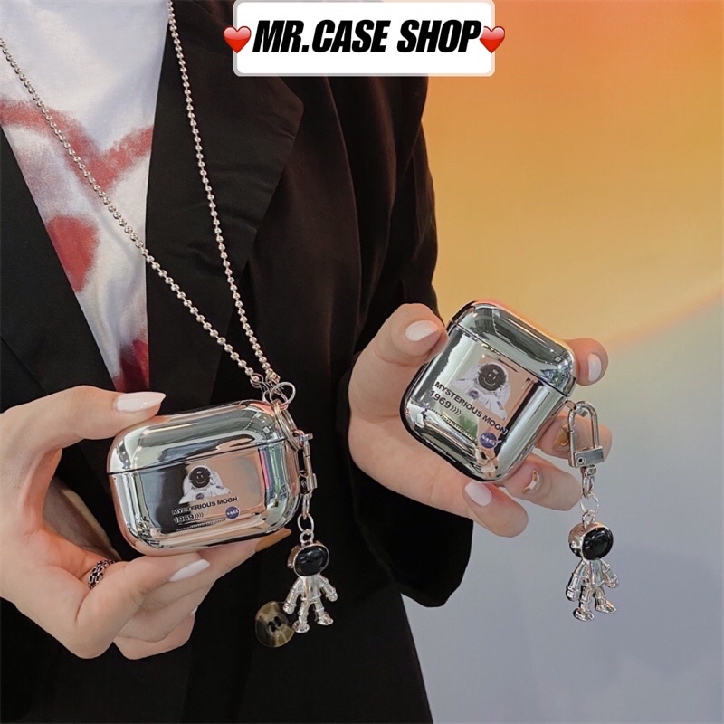 Case Airpods 1/2 /Pro Vỏ Ốp Tai Nghe Hình Phi Hành Gia Tráng Gương Kèm Móc khoá - Mr.Case AirPods