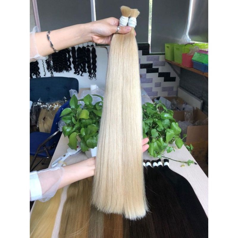 [Tóc Nối Light trắng 50cm 100% tóc thật]