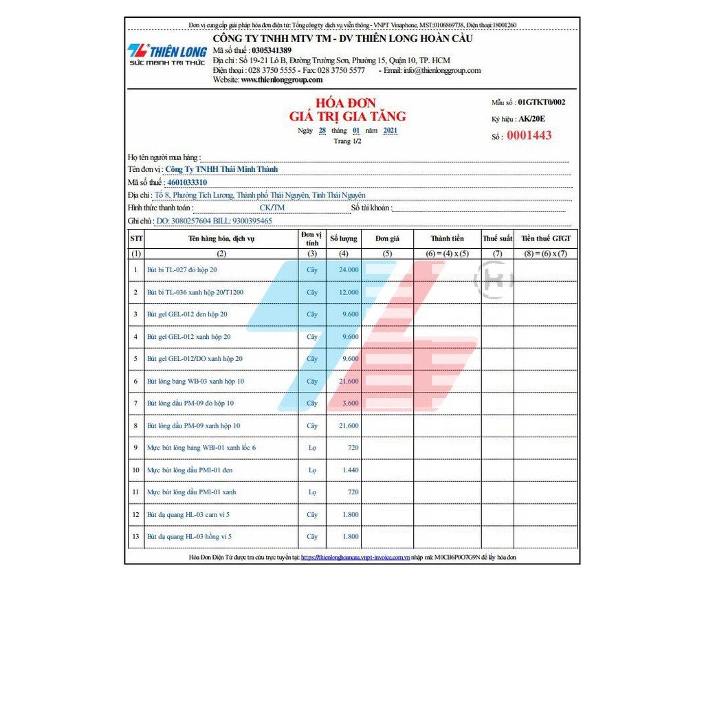 Bút Bi Thiên Long TL027 Ngòi 0.5 mm