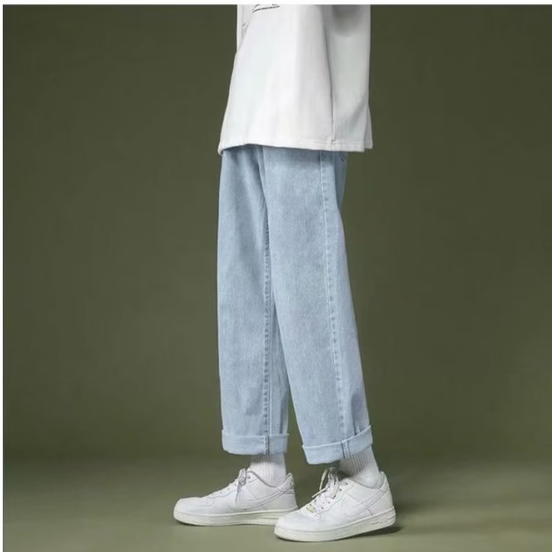 Quần Jean Dài Dáng Rộng Phong Cách Hip Hop Đường Phố Hàn Quốc Thời Trang Cho Nam Size S-3XL