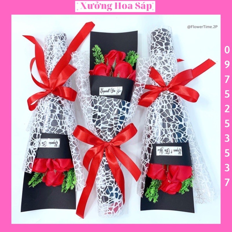 HOA HỒNG SÁP HÀN QUỐC BÓ 3 BÔNG ĐỎ LOẠI 1