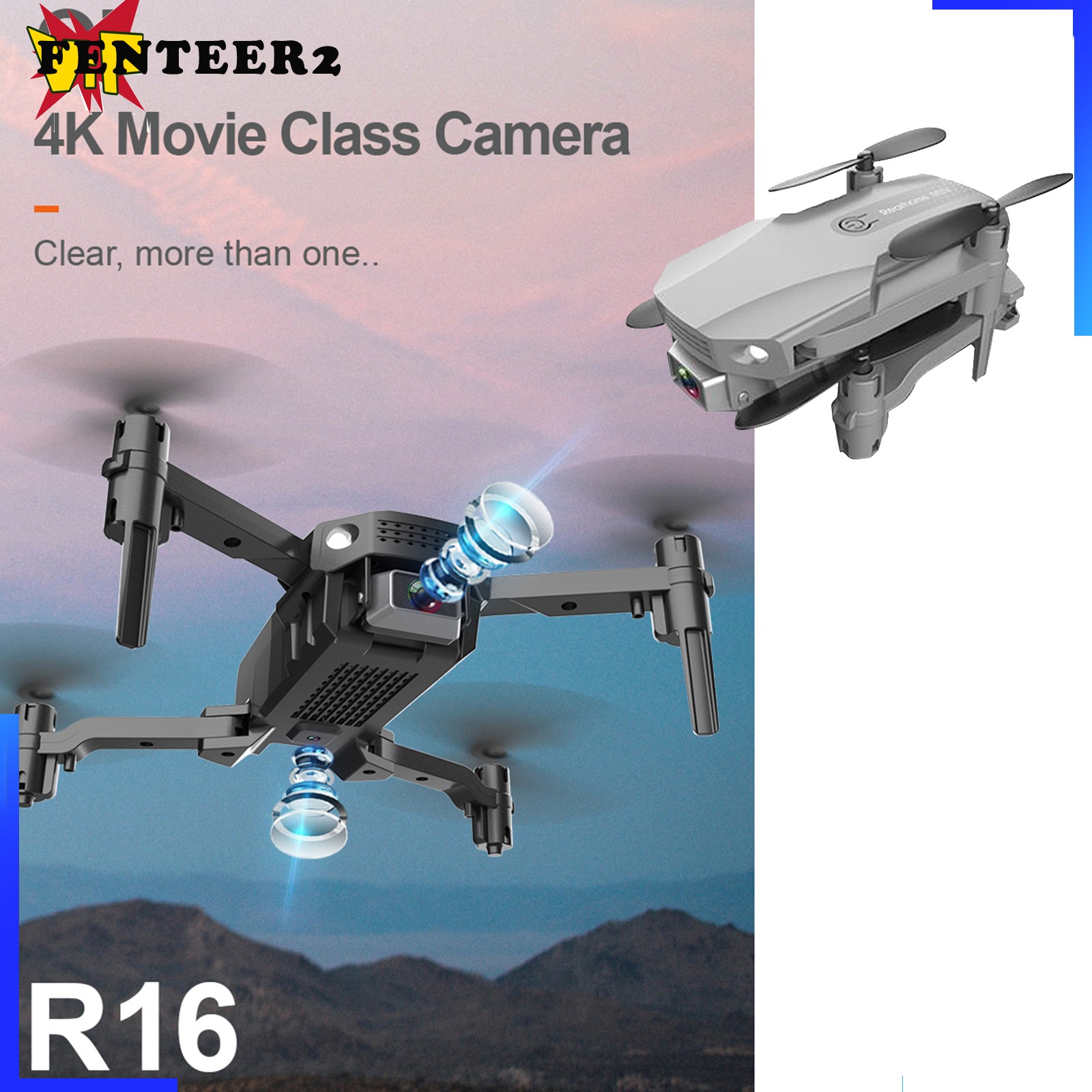 (Fenteer2 3c) Drone Mini Có Thể Gấp Lại 360 Độ Fpv Video Wifi 4k Hd