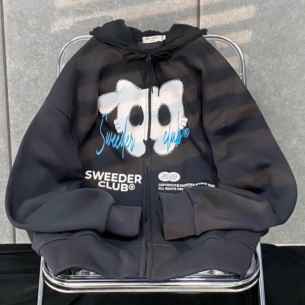 Áo khoác nỉ nam nữ họa tiết Mèo SWEEDER hoodie full zip form rộng bo gấu tay phồng hàn quốc fammilyshop-áo khoác ulzzang