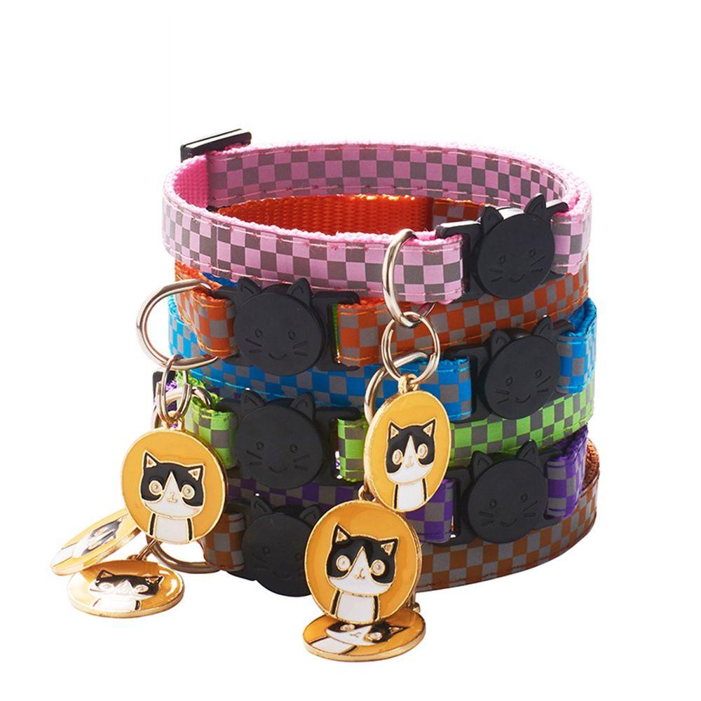 Vòng Cổ Họa Tiết Caro Phản Quang Có Thể Điều Chỉnh Cho Mèo Cưng