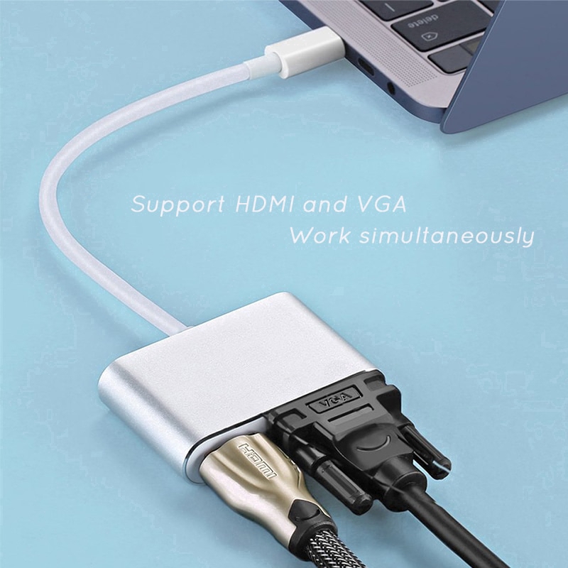 Bộ Chuyển Đổi Usb 3.1 Type-c Sang Hdmi I Vga Hỗ Trợ Hd 4k