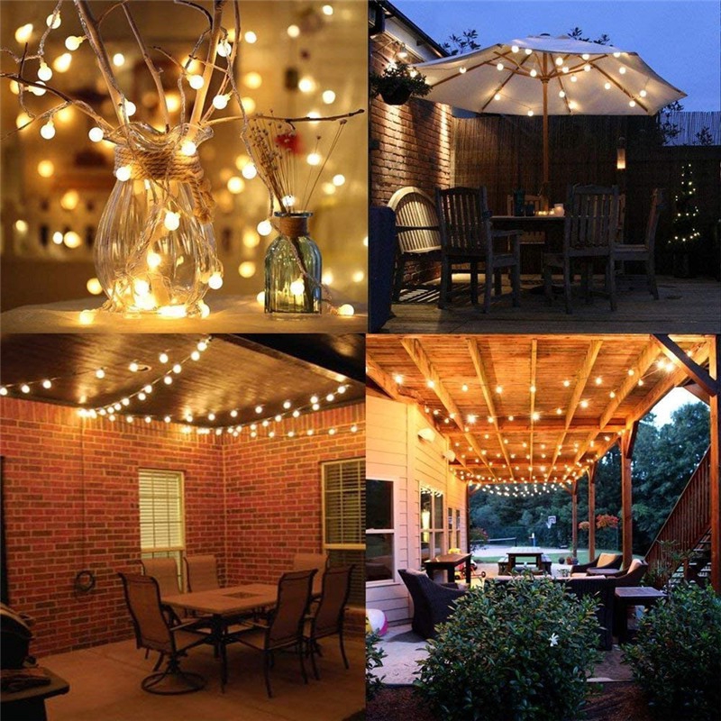 Dây đèn LED OSIDEN 5m/ 10m bóng tròn trắng sữa 9 chức năng trang trí lễ hội