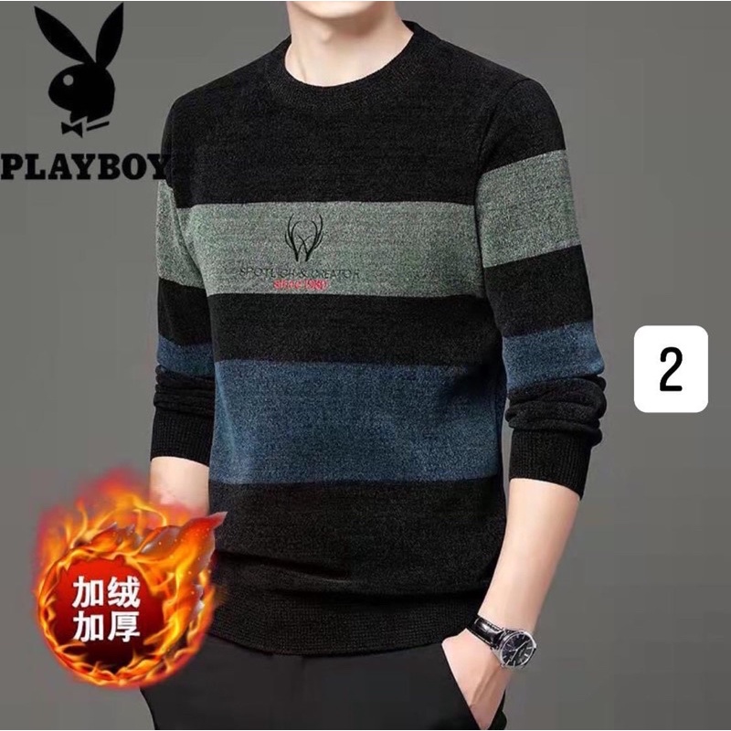 Áo len nam lót lông hãng playboy sợi len tuyết mềm mịn