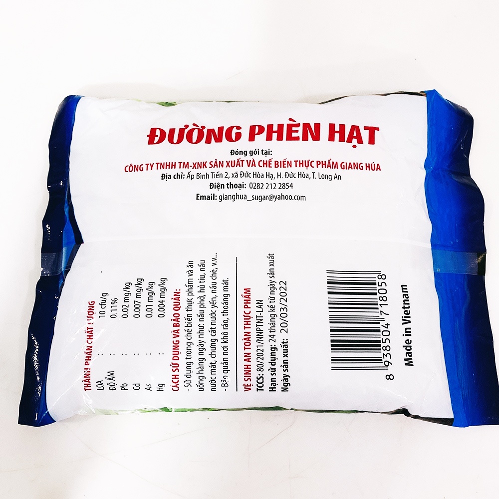 Combo 4 bịch  Đường phèn hạt  Long An - Giang Húa
