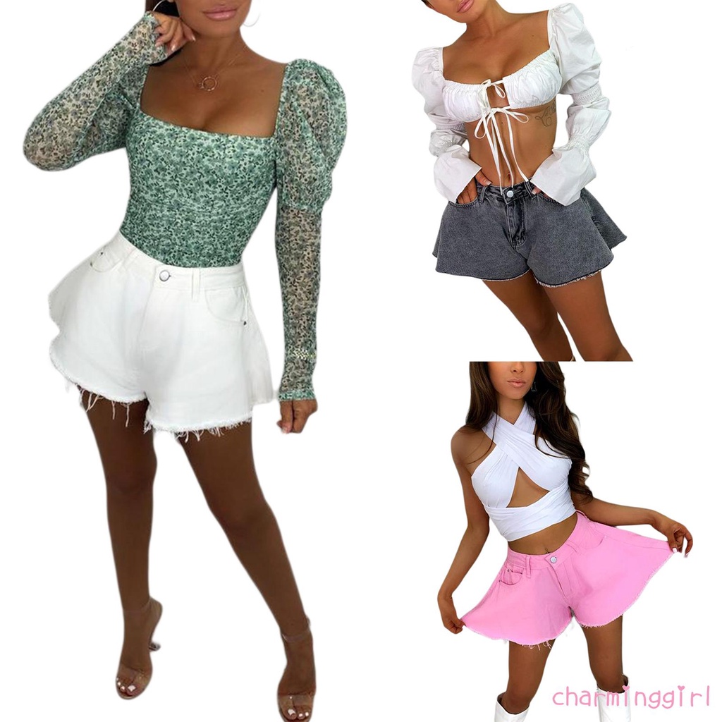 Quần short denim lưng cao thời trang Hàn Quốc dành cho nữ