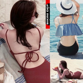 Bikini # Đồ Bơi Đi Biển Một Mảnh Thân Liền Trắng Đen Khoét Eo LT-065