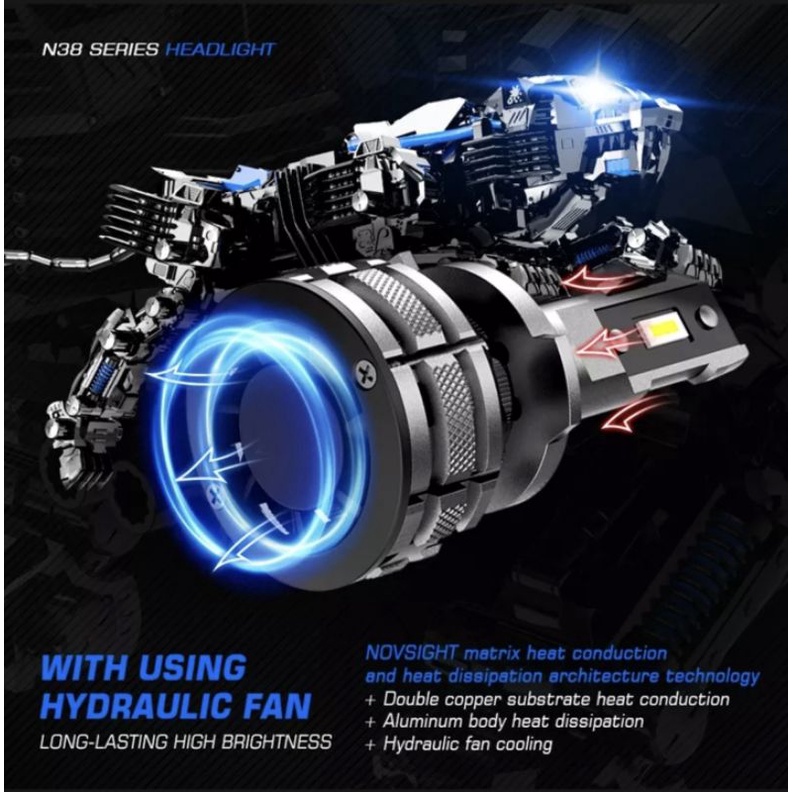 Đèn LED Ô tô NOVSIGHT 6500K 15000LM 80W - N38 IP68//T11